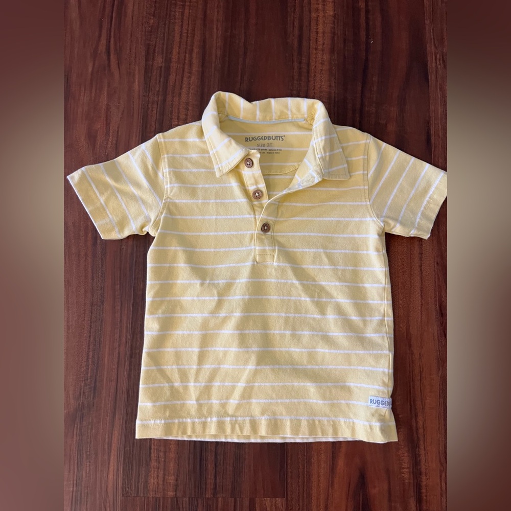 Rufflebutts Striped Yellow Polo 3T